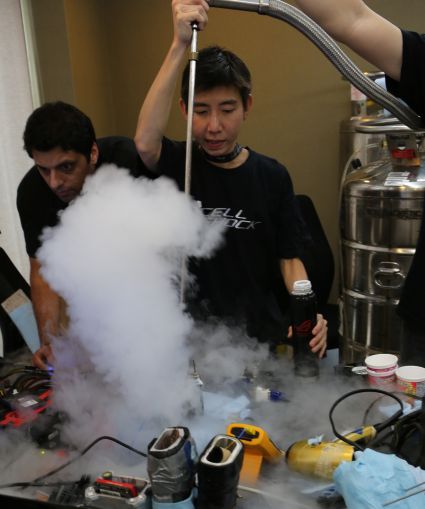 PR ASUS Absolute Zero - Raj and Shamino pour on the liquid helium, a first on any Intel-based motherboard.jpg